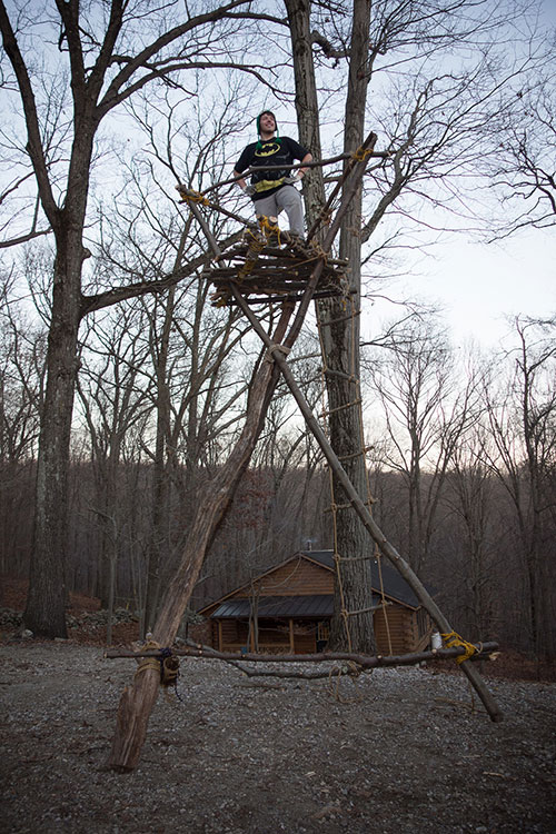 Justin on a tower